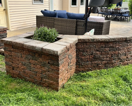 After photo of a brick retaining wall in orefield pa