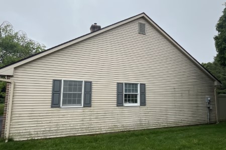 Before photo full side house washing in orefield pa